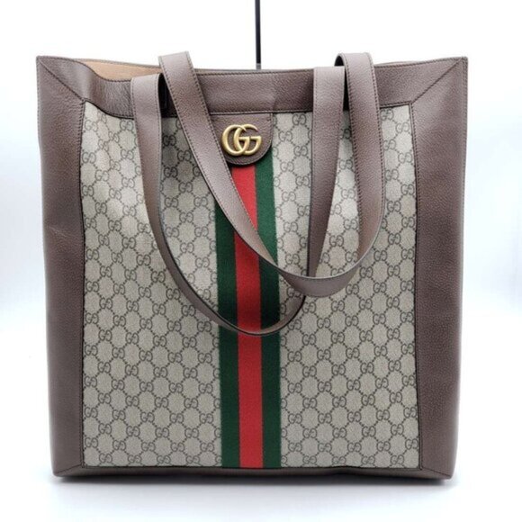 GUCCI Ophidia Brown Canvas Shoulder Bag 735-070624 - Picture 1 of 15